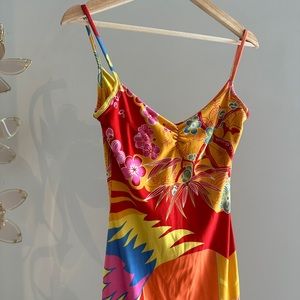 Damoda vintage multi print slip dress